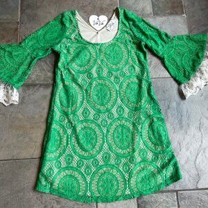 VaVa by Joy Han Retro Lace Romantic A-Line Emerald Dress Women's Size M (6-8)